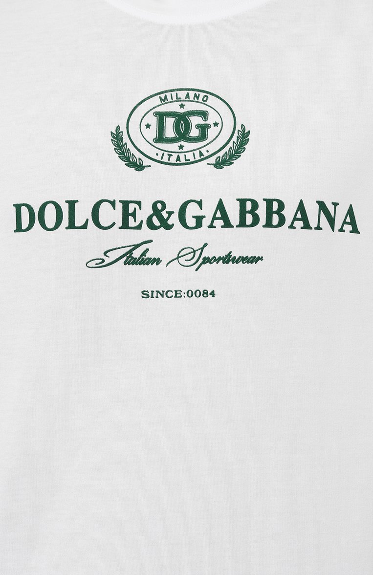 Мужская хлопковая футболка DOLCE & GABBANA белого цвета, ар�т. G8RN8T/G7NUC | Фото 5 (Рукава: Короткие; Материал внешний: Хлопок; Длина (для топов): Стандартные; Материал сплава: Проставлено; Драгоценные камни: Проставлено; Принт: С принтом; Стили: Спорт-шик)