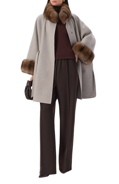 Шерстяной кейп с отделкой из соболя MVST, арт. FTBKB-Y681-1SB/LP1368, фото 2