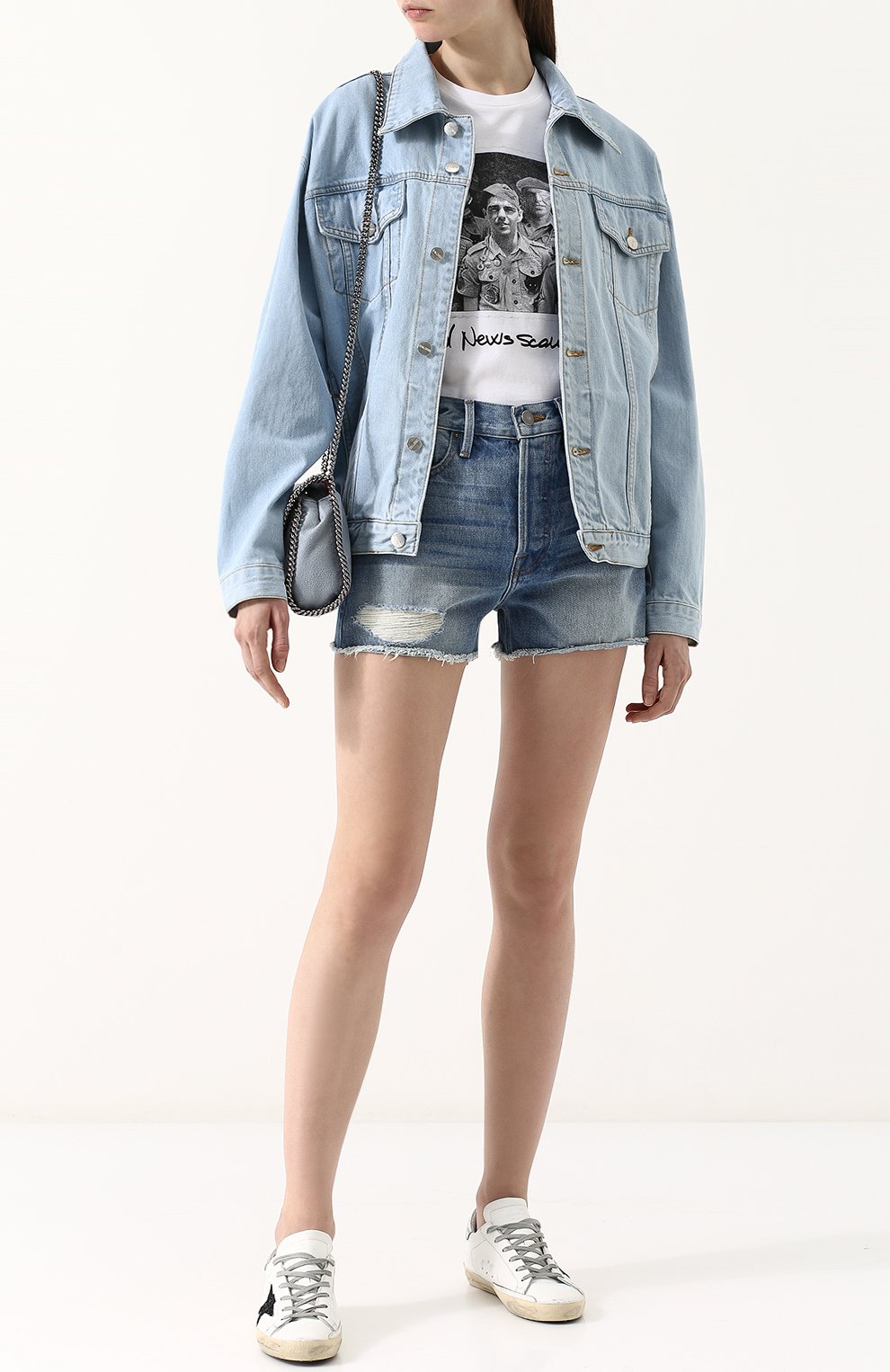 Джинсовые мини-шорты с потертостями FRAME DENIM, арт. RRL0SH039, фото 2