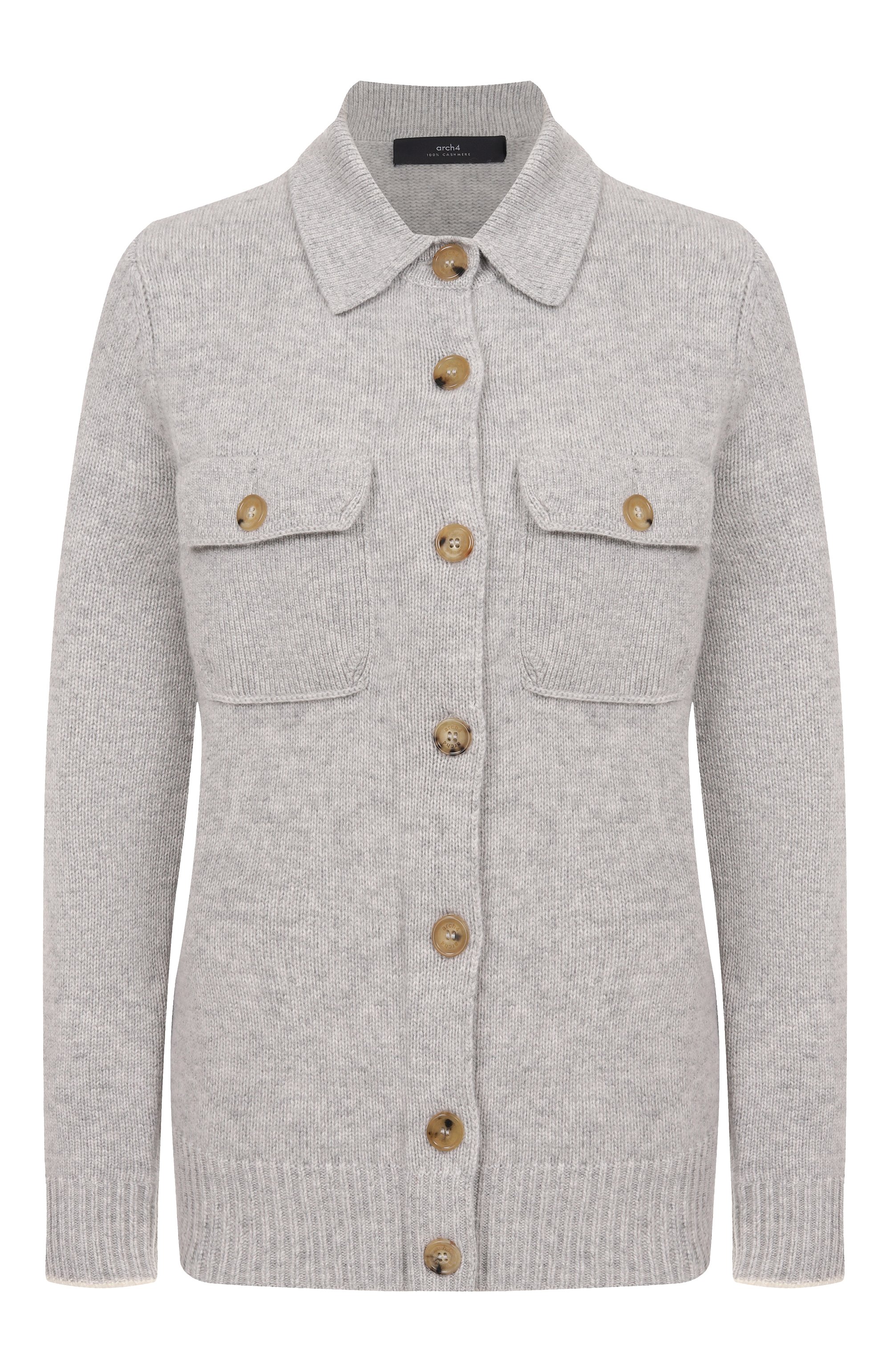 Кашемировый кардиган ARCH4 серого цвета по цене 82500 руб., арт. KNCD23241B, фото 1 Кашемировый кардиган ARCH4, арт. KNCD23241B, фото 1