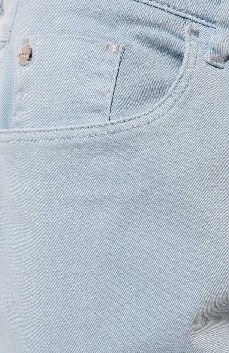 Мужские джинсы slim fit ZILLI голубого цвета, арт. J5T002M0462VZL000 | Фото 5 (Длина (брюки, джинсы): Стандартные; Материал внешний: Хлопок, Деним; Силуэт М (брюки): Прямые; Кросс-КТ: Деним; Стили: Повседневный; Автоматизация состава: Проставл�ено; Автоматизация ТО: Проставлено; Детали: Без декора)
