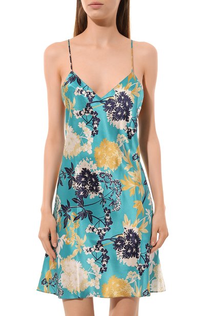 Шелковая сорочка LUNA DI SETA бирюзового цвета по цене 36350 руб., арт. VLST61046, фото 3 Шелковая сорочка LUNA DI SETA, арт. VLST61046, фото 3