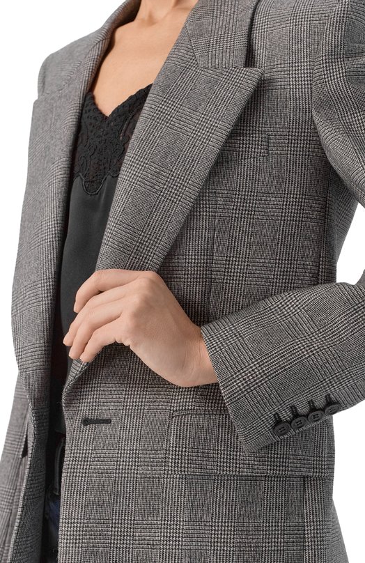 Шерстяной жакет Saint Laurent 758058/Y5H54 Серый  758058/Y5H54 Фото 5