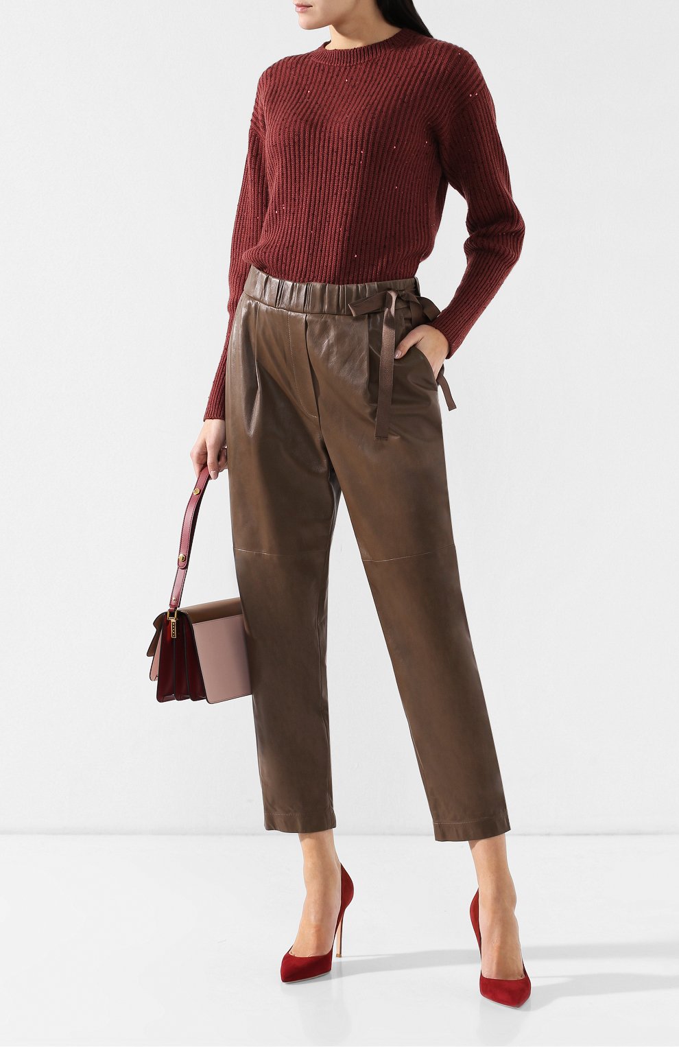 Укороченные кожаные брюки BRUNELLO CUCINELLI, арт. M0GINP6711, фото 2