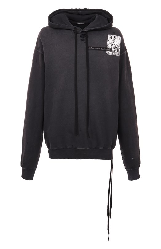 Хлопковое худи Ann Demeulemeester B0012871/FA640 Серый B0012871/FA640