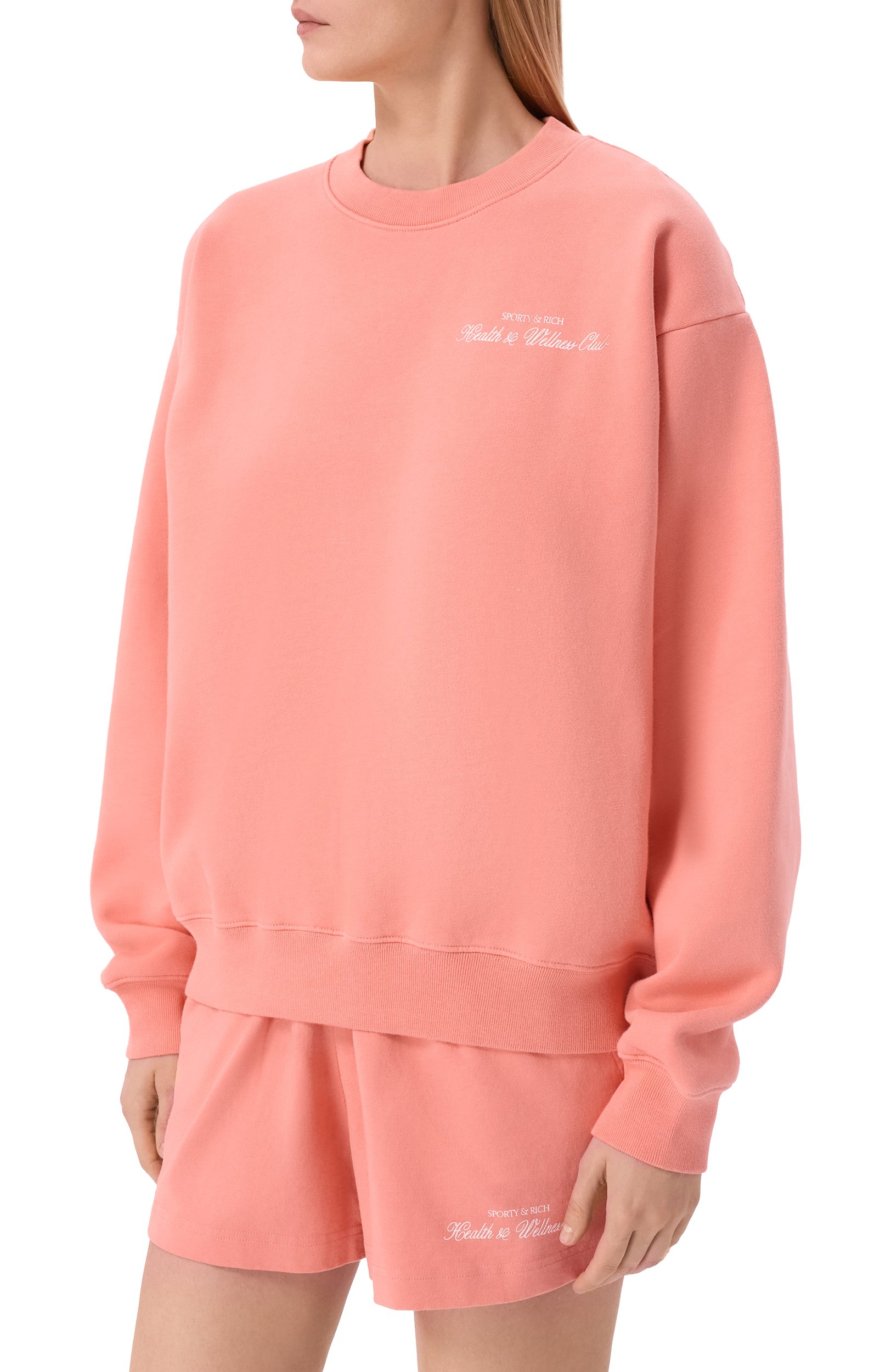 Хлопковый свитшот SPORTY AND RICH кораллового цвета по цене 29300 руб., арт. ST098712234PI22, фото 3 Хлопковый свитшот SPORTY AND RICH, арт. ST098712234PI22, фото 3