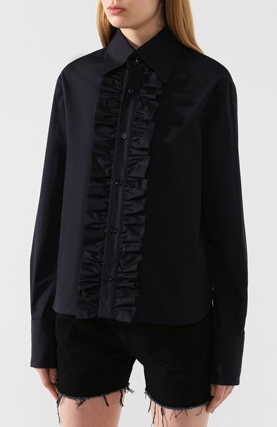 Хлопковая рубашка SAINT LAURENT темно-синего цвета по цене 83950 руб., арт. 614790/Y217W, фото 3 Хлопковая рубашка SAINT LAURENT, арт. 614790/Y217W, фото 3