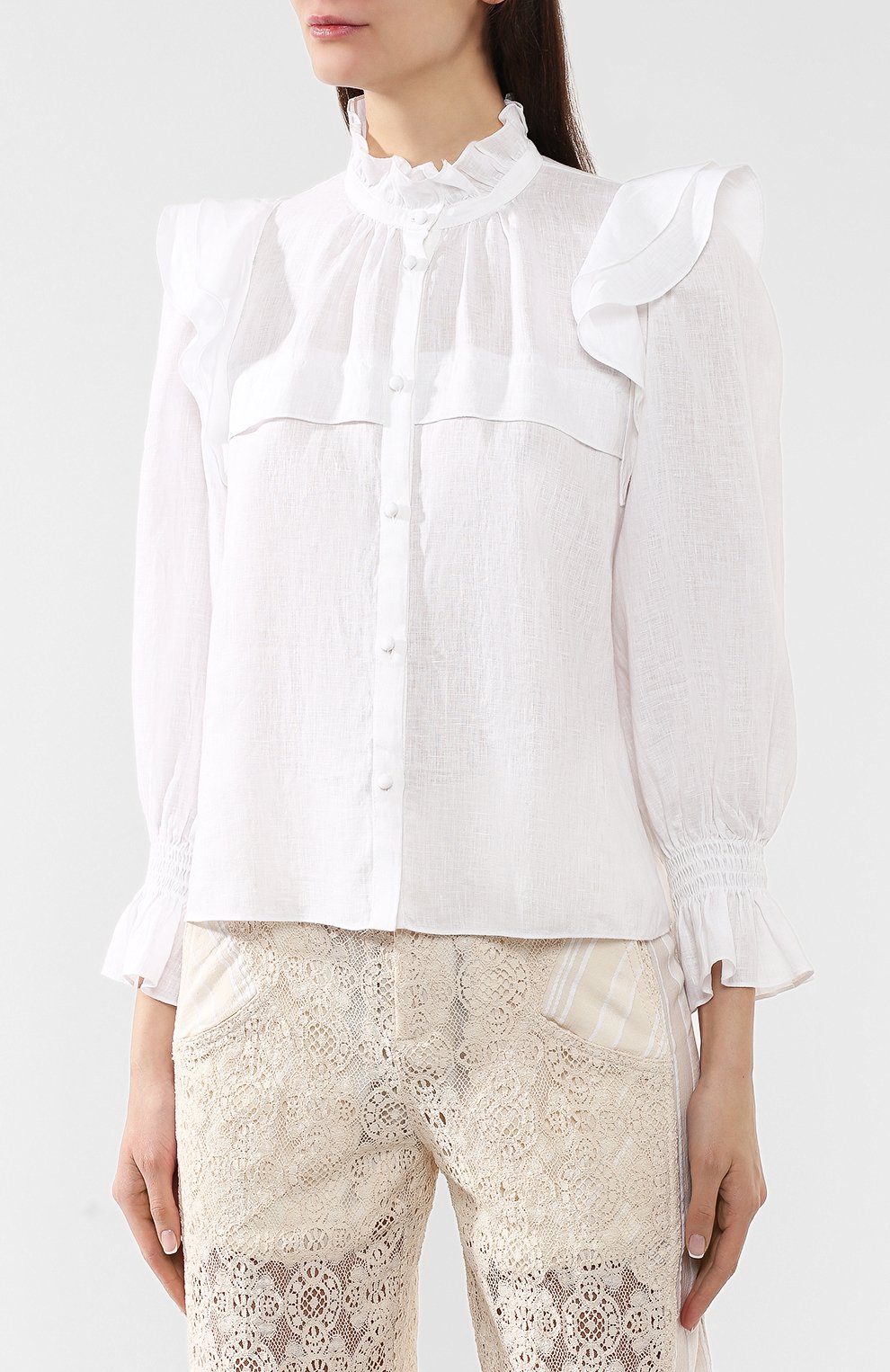 Льняная блузка ISABEL MARANT ETOILE белого цвета по цене 39950 руб., арт. HT1294-19P070E/TEDY, фото 3 Льняная блузка ISABEL MARANT ETOILE, арт. HT1294-19P070E/TEDY, фото 3
