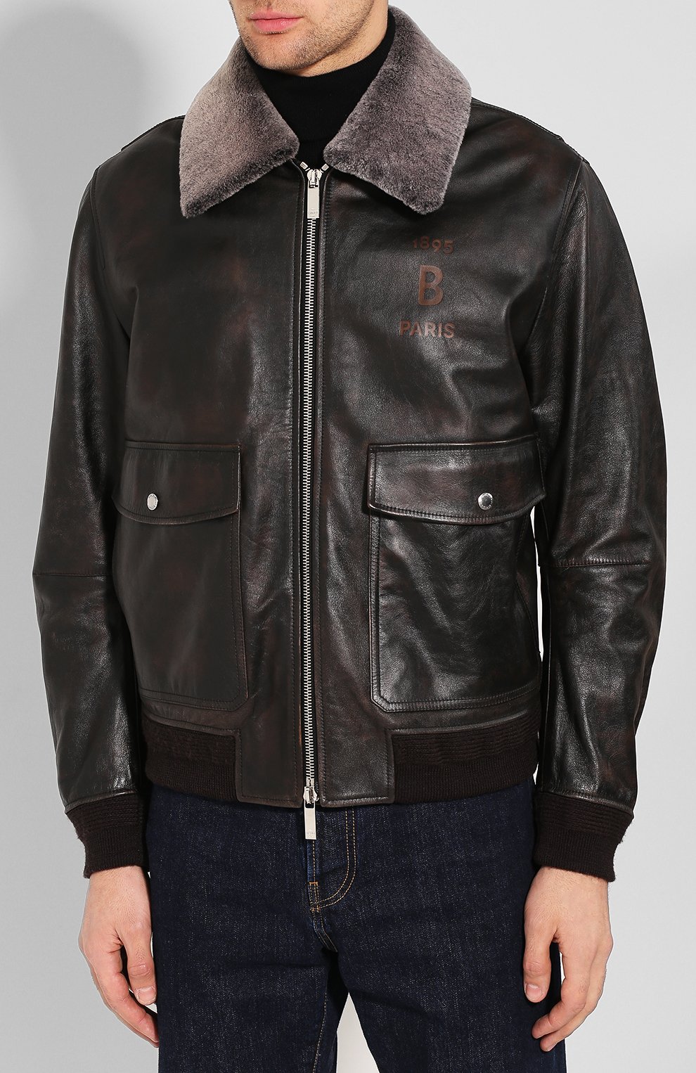 Кожаный бомбер с меховой отделкой BERLUTI коричневого цвета по цене 548500 руб., арт. R16LBL53-001, фото 3 Кожаный бомбер с меховой отделкой BERLUTI, арт. R16LBL53-001, фото 3