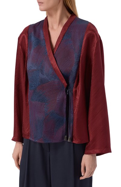 Рубашка-кимоно GIORGIO ARMANI бордового цвета по цене 415500 руб., арт. GW004024/TE23231, фото 3 Рубашка-кимоно GIORGIO ARMANI, арт. GW004024/TE23231, фото 3