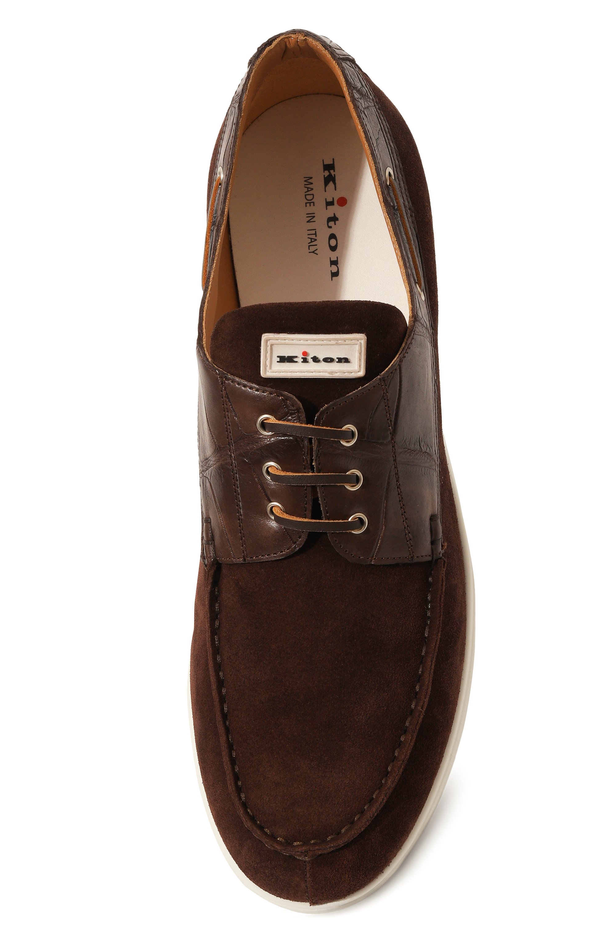 Топсайдеры с отделкой из кожи аллигатора KITON, арт. USSA085N00978, фото 6