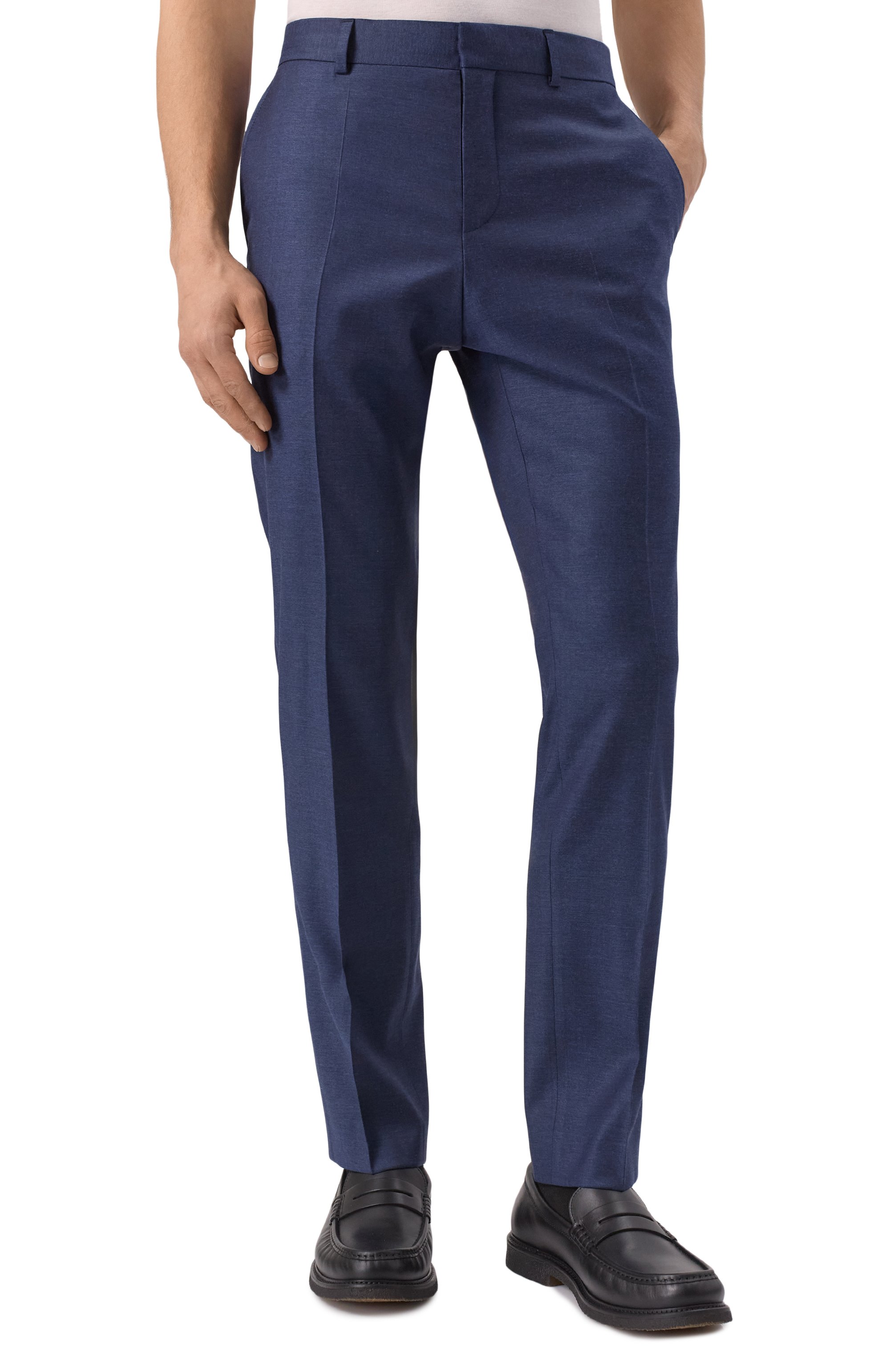 Брюки из шерсти и вискозы BOSS темно-синего цвета по цене 26950 руб., арт. 50540715, фото 3 Брюки из шерсти и вискозы BOSS, арт. 50540715, фото 3