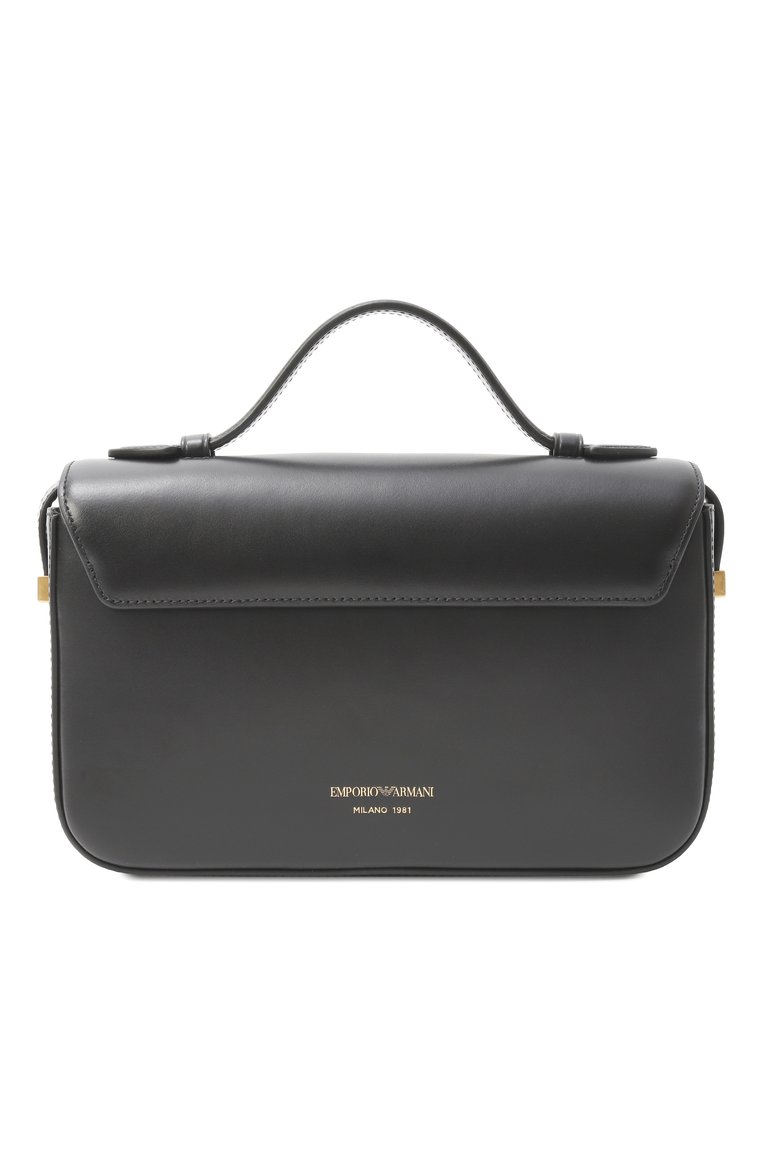 Женская сумка EMPORIO ARMANI черного цвета, арт. EW001484/AF14786 | Фото 6 (Ремень/цепочка: На ремешке; Размер: small; Материал: Натуральная кожа)