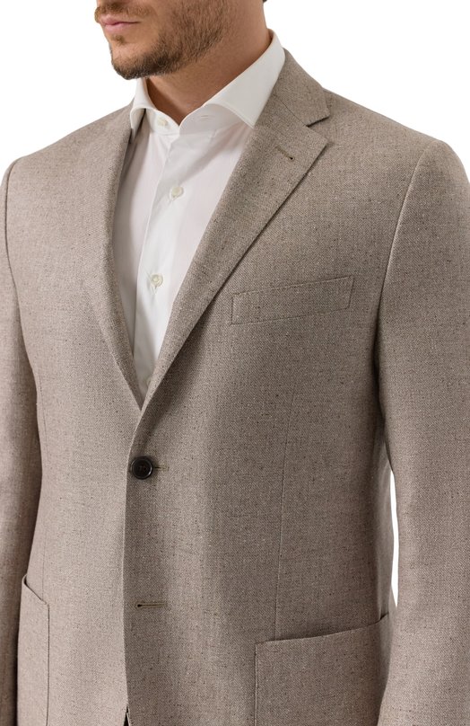 Пиджак из шелка и шерсти Corneliani 266002-2618264 Бежевый  266002-2618264 Фото 7