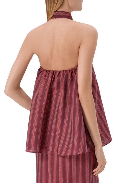 Льняной топ 12 STOREEZ бордового цвета по цене 13000 руб., арт. 138062, фото 4 Льняной топ 12 STOREEZ, арт. 138062, фото 4