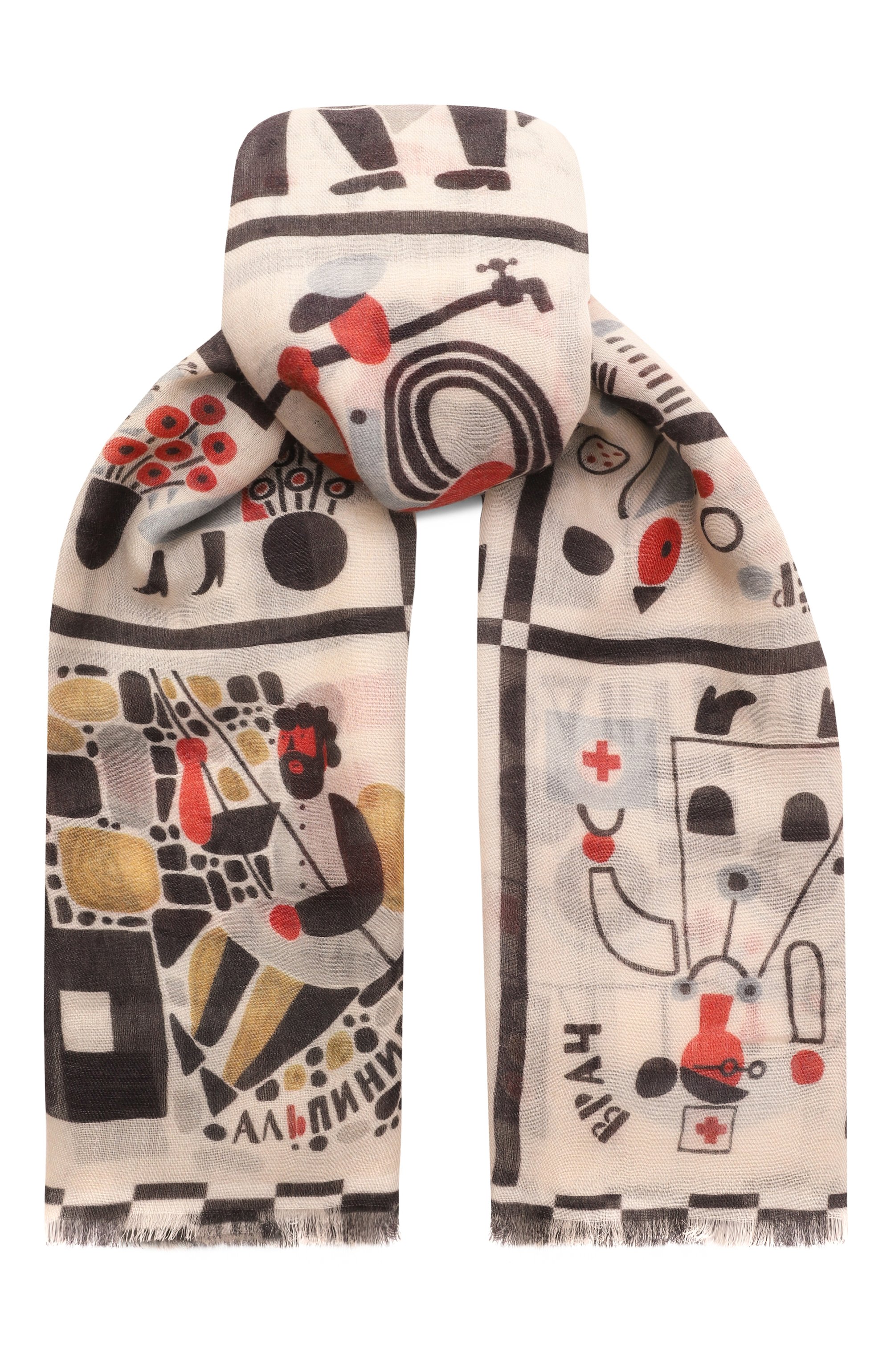 Шаль алфавит авангард из кашемира и шерсти GOURJI, арт. 91120355/993161117, фото 1