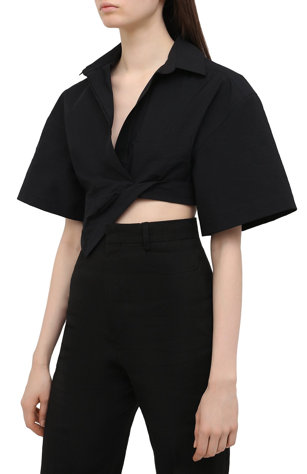 Хлопковая рубашка JACQUEMUS черного цвета по цене 36800 руб., арт. 211SH08/114990, фото 3 Хлопковая рубашка JACQUEMUS, арт. 211SH08/114990, фото 3
