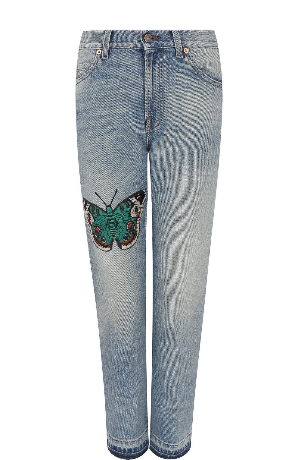 Джинсы прямого кроя с вышивкой в виде бабочки GUCCI, арт. 433035/XR266, фото 1