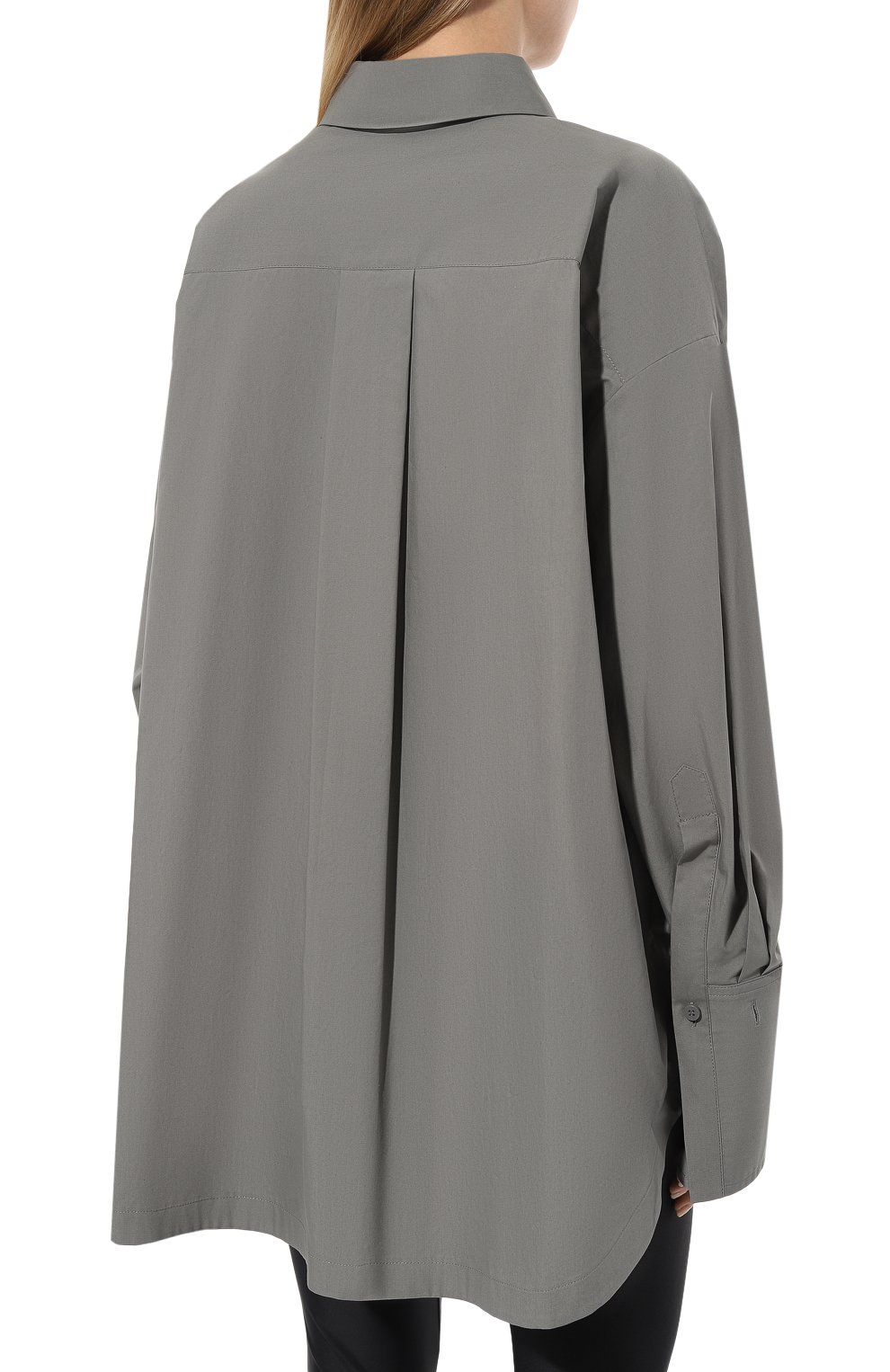 Хлопковая рубашка THE ATTICO серого цвета по цене 58750 руб., арт. 247WCH04, фото 4 Хлопковая рубашка THE ATTICO, арт. 247WCH04, фото 4