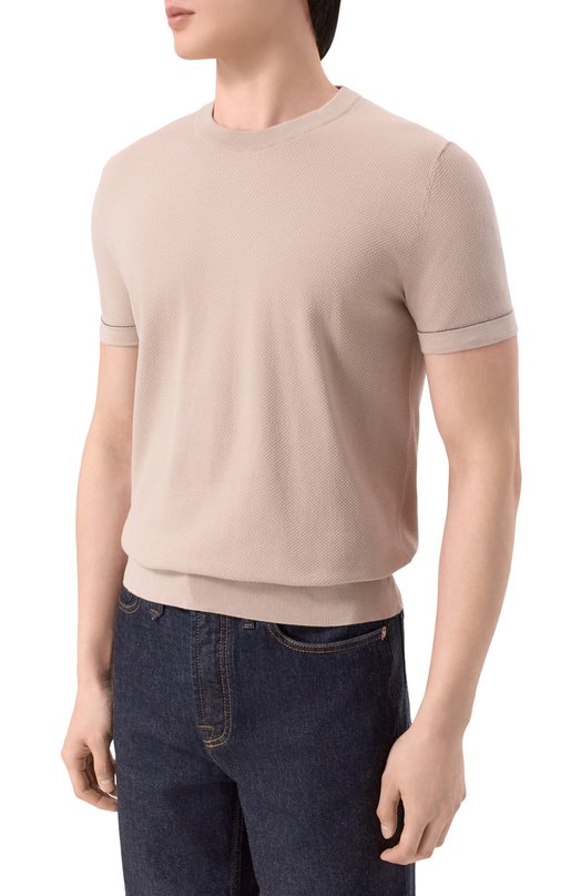 Хлопковый джемпер Brioni UMR00L/P0K15 Бежевый  UMR00L/P0K15 Фото 3