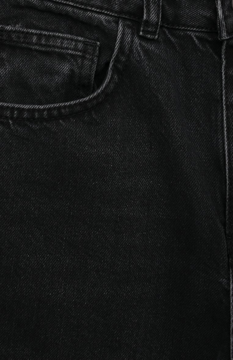 Детские джинсы LES COYOTES DE PARIS черного цвета, арт. 122-31-079 | Фото 3 (Детали: Однотонный; Материал сплава: Проставлено; Нос: Не проставлено; Материал внешний: Хлопок)