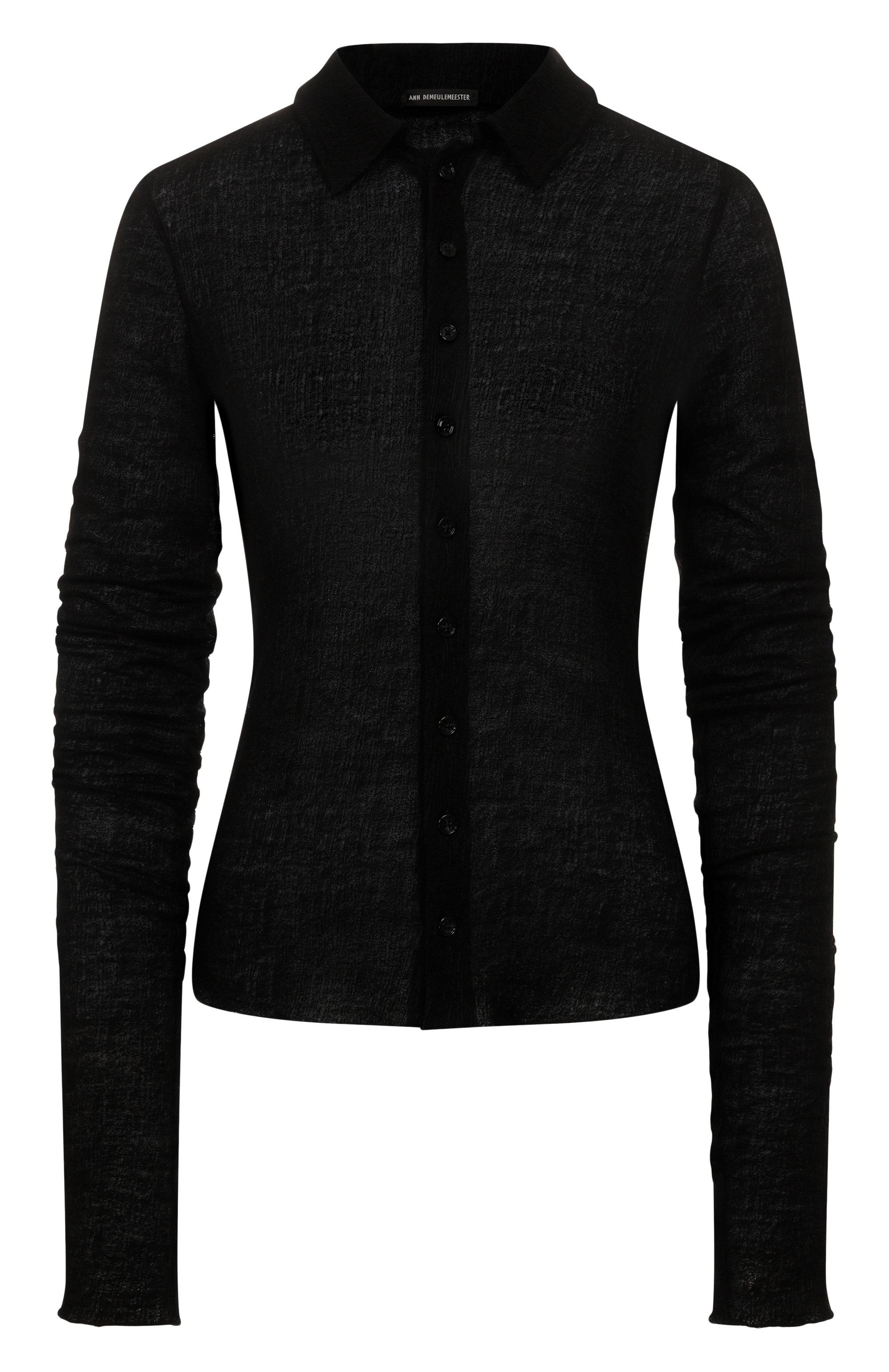 Шерстяная рубашка ANN DEMEULEMEESTER черного цвета по цене 78750 руб., арт. B0013581/FA619, фото 1 Шерстяная рубашка ANN DEMEULEMEESTER, арт. B0013581/FA619, фото 1