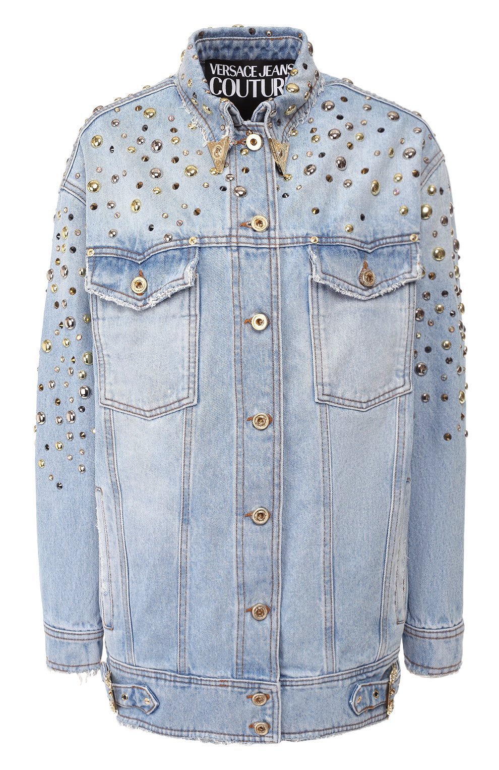 Джинсовая куртка VERSACE JEANS COUTURE синего цвета по цене 89950 руб., арт. C0HUA935-UDP420/A093K, фото 1 Джинсовая куртка VERSACE JEANS COUTURE, арт. C0HUA935-UDP420/A093K, фото 1