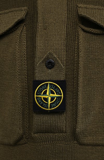 Хлопковый свитер STONE ISLAND хаки цвета по цене 97200 руб., арт. 7415542D4, фото 5 Хлопковый свитер STONE ISLAND, арт. 7415542D4, фото 5
