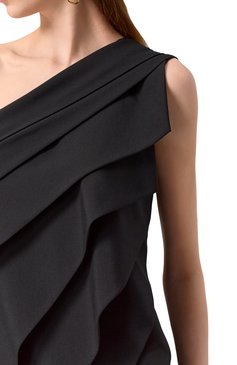 Женское шерстяное платье VALENTINO черного цвета, арт. 5B0VADS074B | Фото 5 (Материал внешний: Шерсть; Драгоценные камни: Проставлено; Длина Ж (юбки, платья, шорты): Миди; Материал сплава: Проставлено; Стили: Кэжуэл; Женское Кросс-КТ: Платье-одежда; Случай: Коктейльный; Рукава: Без рукавов)