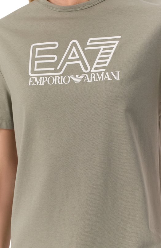 Хлопковая футболка EA7 7W000098/AF12503 Хаки  7W000098/AF12503 Фото 5