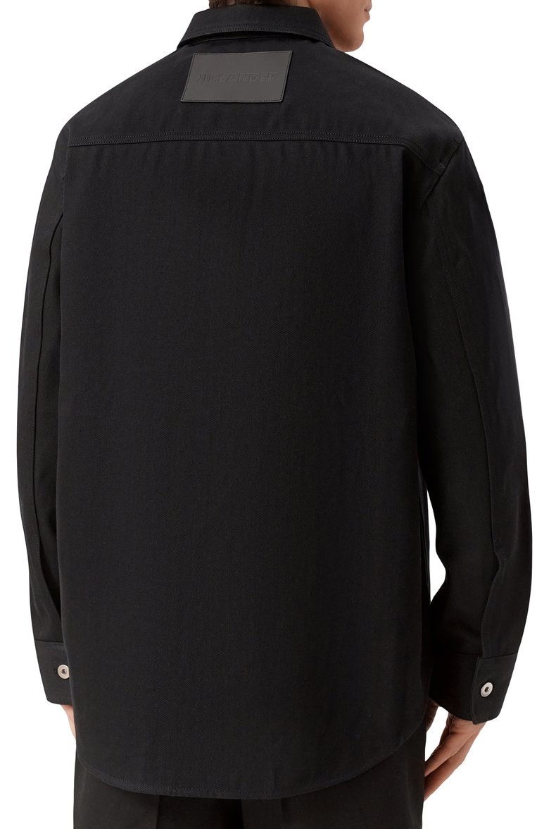 Мужская джинсовая рубашка JIL SANDER черного цвета, арт. J23DL0101/J45288 | Фото 4 (Рукава: Длинные; Длина (для топов): Стандартные; Материал внешний: Хлопок; Случай: Повседневный; Манжеты: На кнопках; Кросс-КТ: Деним; Воротник: Кент; Стили: Кэжуэл; Принт: Однотонные; Детали: Без декора; Автоматизация состава: Проставлено; Автоматизация ТО: Проставлено)