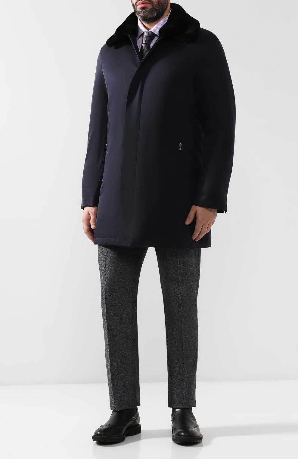 Шелковый плащ с воротником из бобра ZILLI, арт. MAQ-TIMBU-30284/0002, фото 2