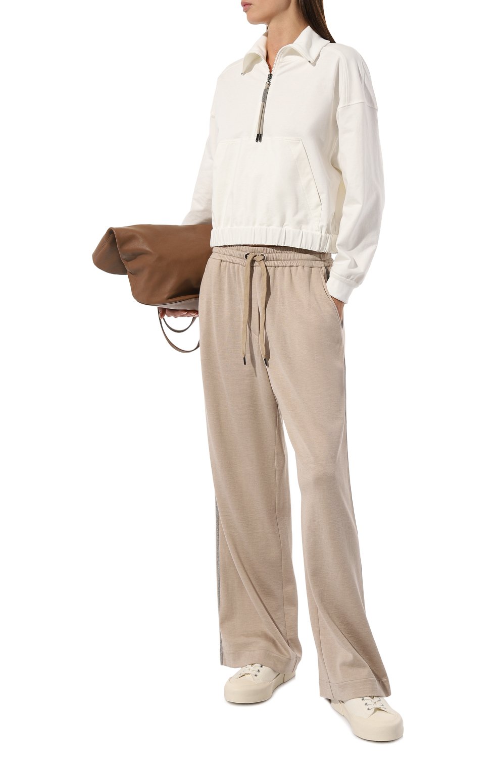 Брюки из хлопка и шелка BRUNELLO CUCINELLI бежевого цвета по цене 211000 руб., арт. MD828SM689, фото 2 Брюки из хлопка и шелка BRUNELLO CUCINELLI, арт. MD828SM689, фото 2