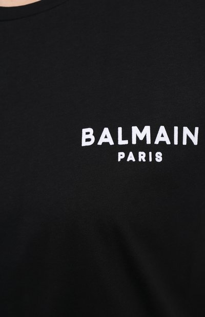 Хлопковая футболка BALMAIN черного цвета по цене 26200 руб., арт. VF11351/B013, фото 5 Хлопковая футболка BALMAIN, арт. VF11351/B013, фото 5