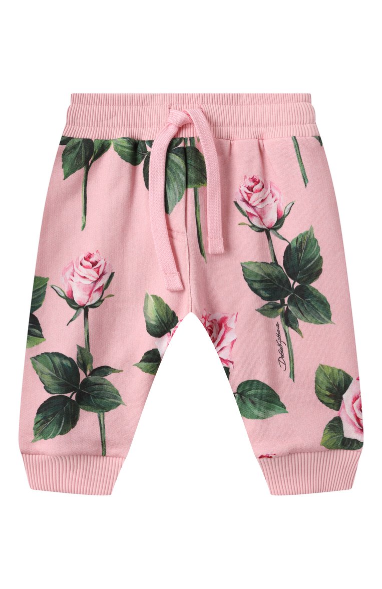 Детские хлопковые джоггеры DOLCE & GABBANA розового цвета, арт. L2JPC9/HS7P1 | Фото 1 (Нос: Не проставлено; Материал сплава: Проставлено; Кросс-КТ НВ: Джоггеры; Материал внешний: Хлопок; Ростовка одежда: 3 мес | 62 см, 6 мес | 68 см, 9 мес | 74 см, 24 мес | 92 см, 18 мес | 86 см, 12 мес | 80 см)