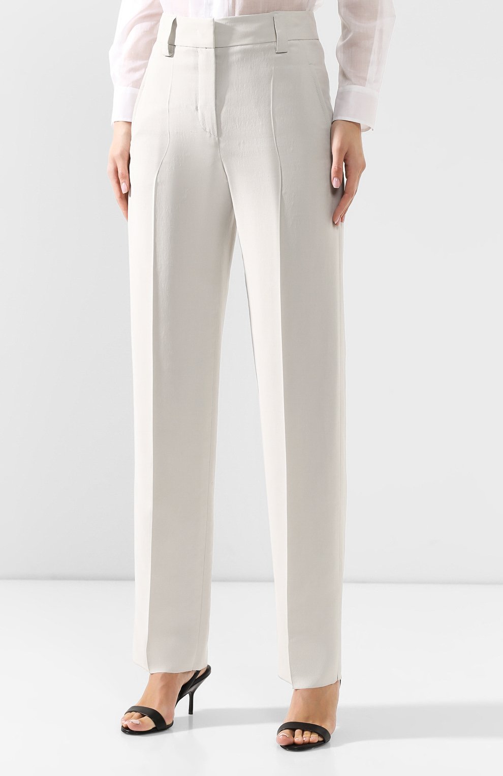Шелковые брюки GIORGIO ARMANI бежевого цвета по цене 143500 руб., арт. 0SHPP09M/T01HI, фото 3 Шелковые брюки GIORGIO ARMANI, арт. 0SHPP09M/T01HI, фото 3
