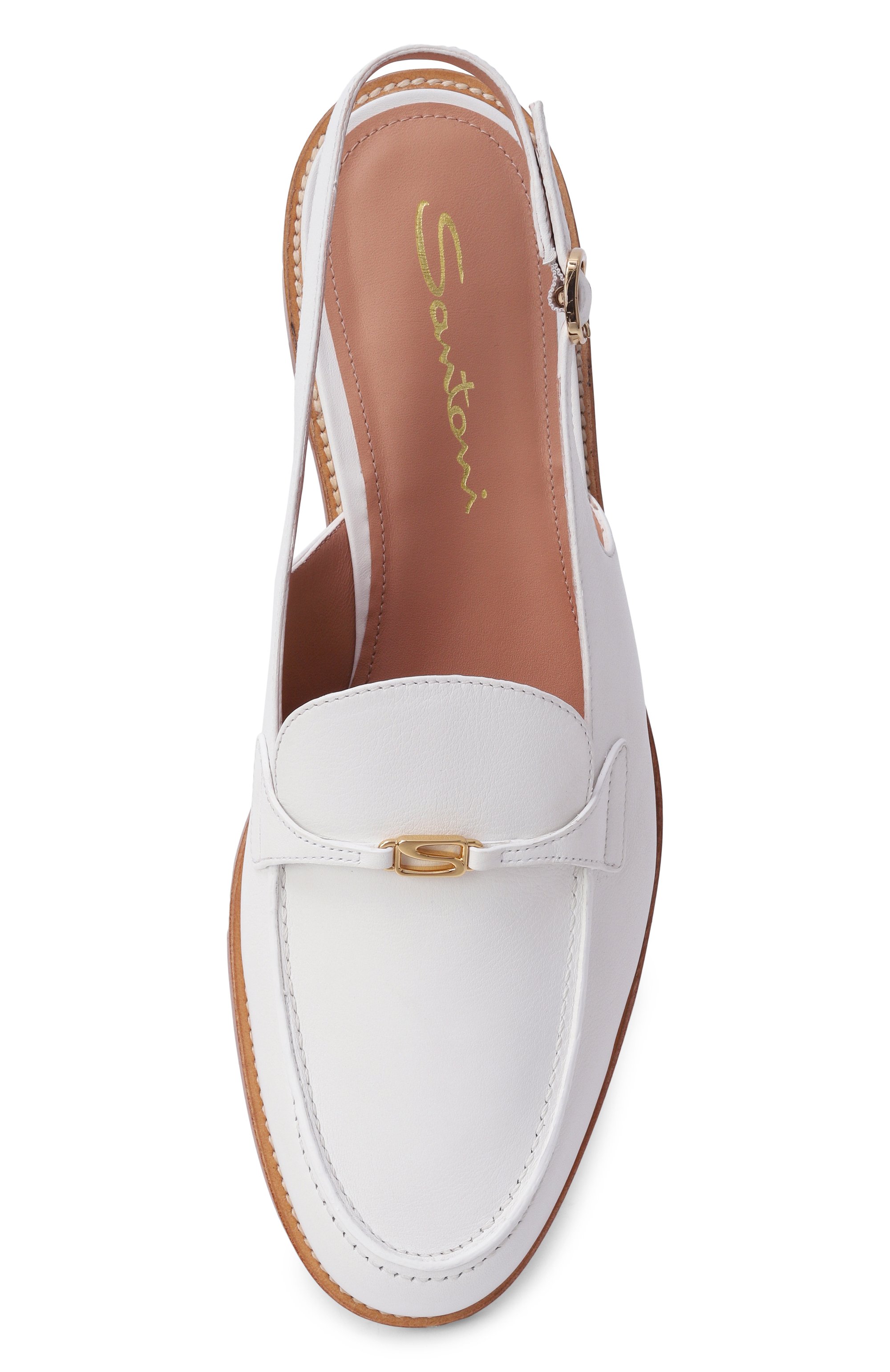 Кожаные лоферы SANTONI белого цвета по цене 118000 руб., арт. WUWG72068BA2ND0F, фото 6 Кожаные лоферы SANTONI, арт. WUWG72068BA2ND0F, фото 6