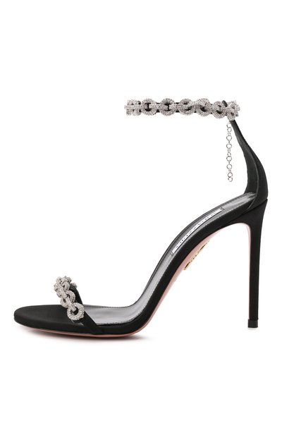 Текстильные босоножки love link 105 AQUAZZURA черного цвета по цене 121000 руб., арт. LLKHIGS0-GR0-000, фото 4 Текстильные босоножки love link 105 AQUAZZURA, арт. LLKHIGS0-GR0-000, фото 4