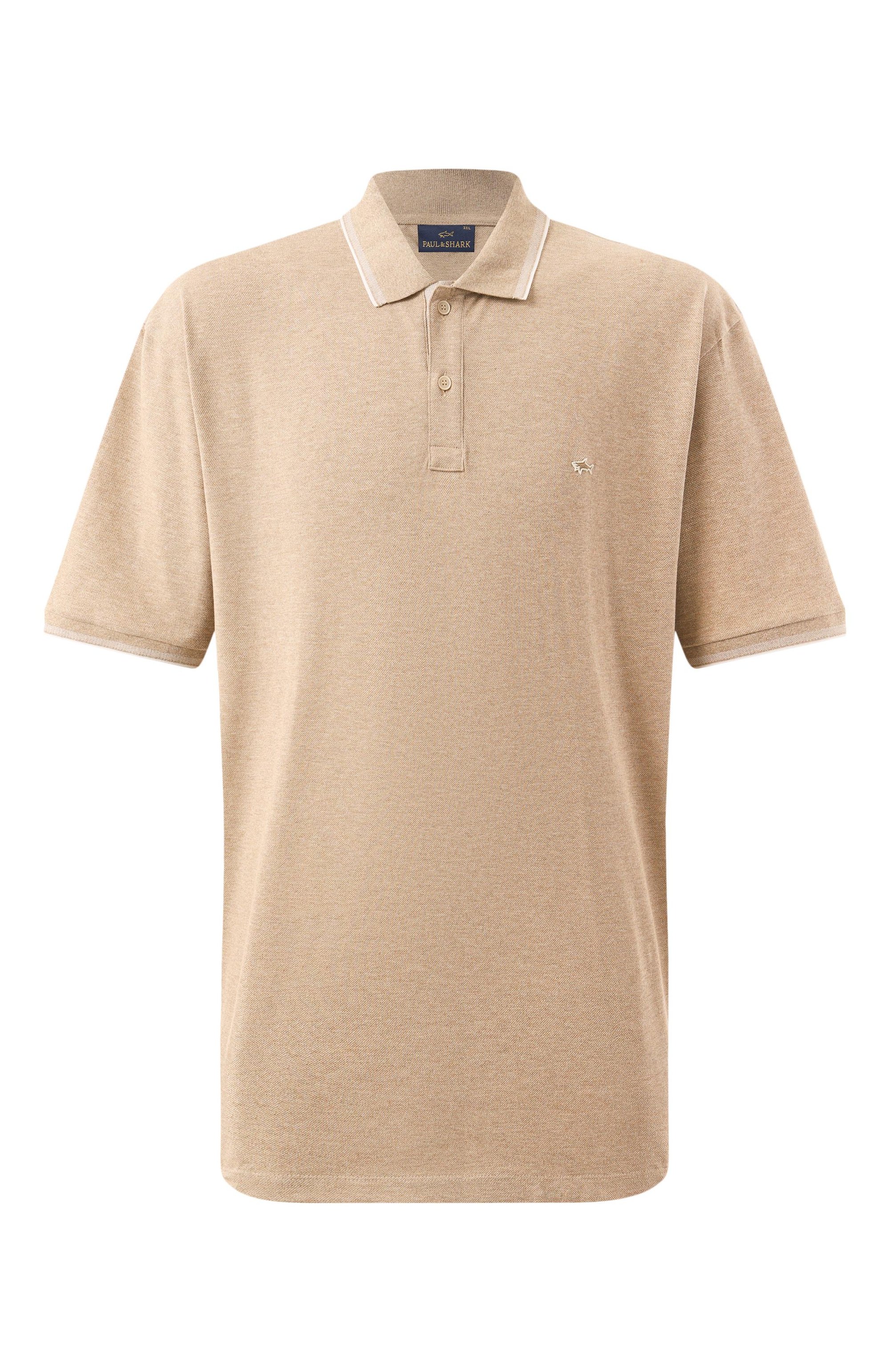 Хлопковое поло PAUL&SHARK бежевого цвета по цене 29650 руб., арт. 25411205/6XL, фото 1 Хлопковое поло PAUL&SHARK, арт. 25411205/6XL, фото 1