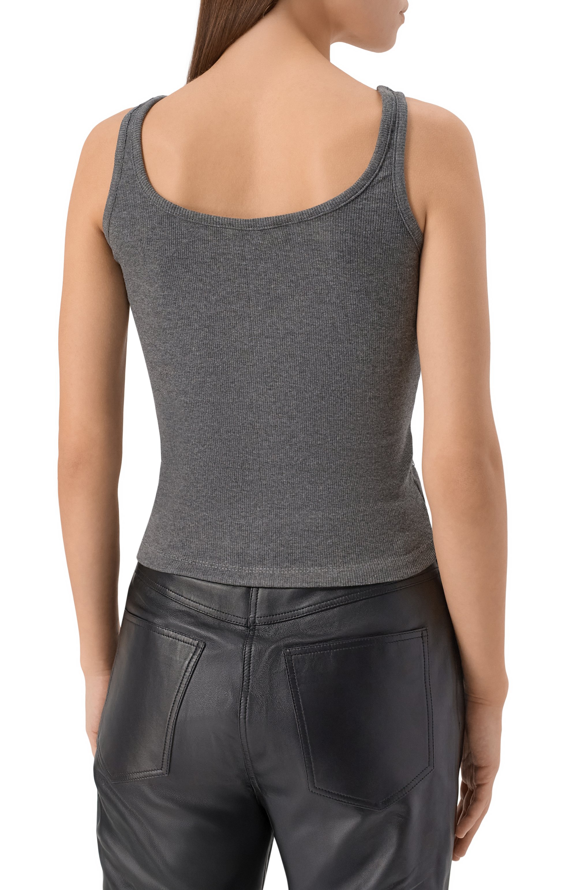 Хлопковая майка SASHA KIM серого цвета по цене 29900 руб., арт. SK-00001770, фото 4 Хлопковая майка SASHA KIM, арт. SK-00001770, фото 4