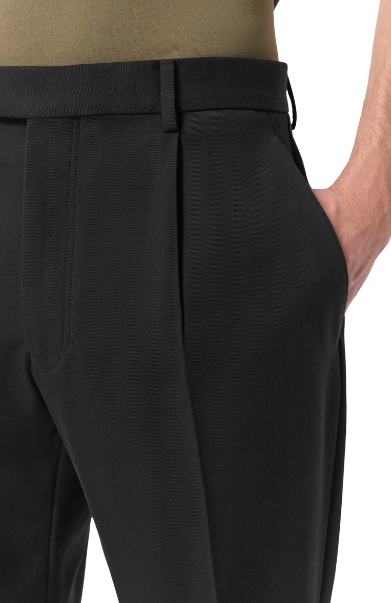 Мужские брюки из хлопка и шерсти ZEGNA черного цвета, арт. TP45/UFI04A9 | Фото 5 (Материал внешний: Шерсть, Хлопок; Длина (брюки, джинсы): Стандартные; Случай: Повседневный, Формальный; Стили: Кэжуэл, Классический)
