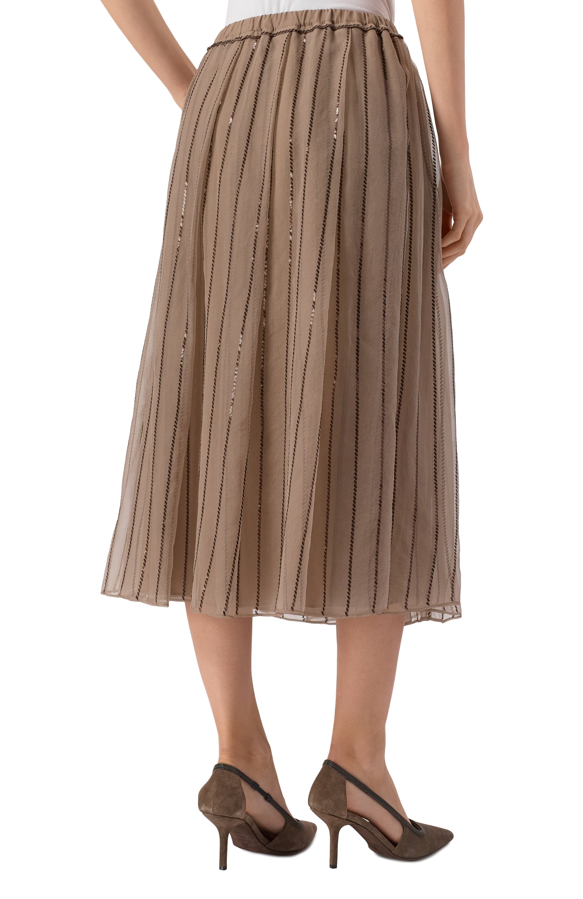 Шелковая юбка BRUNELLO CUCINELLI бежевого цвета по цене 567500 руб., арт. MP940G3884, фото 4 Шелковая юбка BRUNELLO CUCINELLI, арт. MP940G3884, фото 4