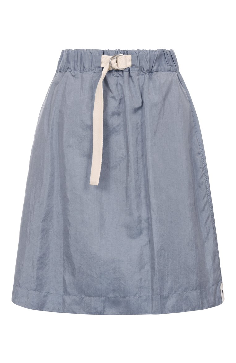 Женская юбка JIL SANDER голубого цвета, арт. J40MA0169-J70003 | Фото 1 (Длина Ж (юбки, платья, шорты): До колена; Материал внешний: Шелк, Синтетический материал; Стили: Кэжуэл; Кросс-КТ: костюм)