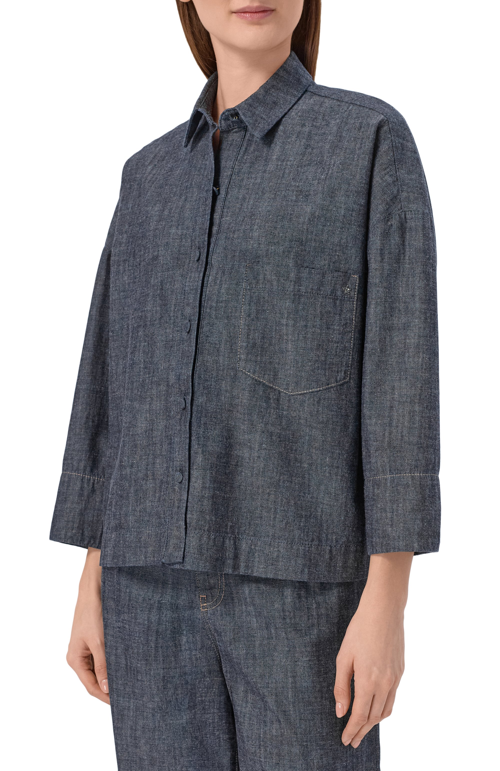 Джинсовая рубашка LORENA ANTONIAZZI синего цвета по цене 61400 руб., арт. E2632CA42A/9526, фото 3 Джинсовая рубашка LORENA ANTONIAZZI, арт. E2632CA42A/9526, фото 3