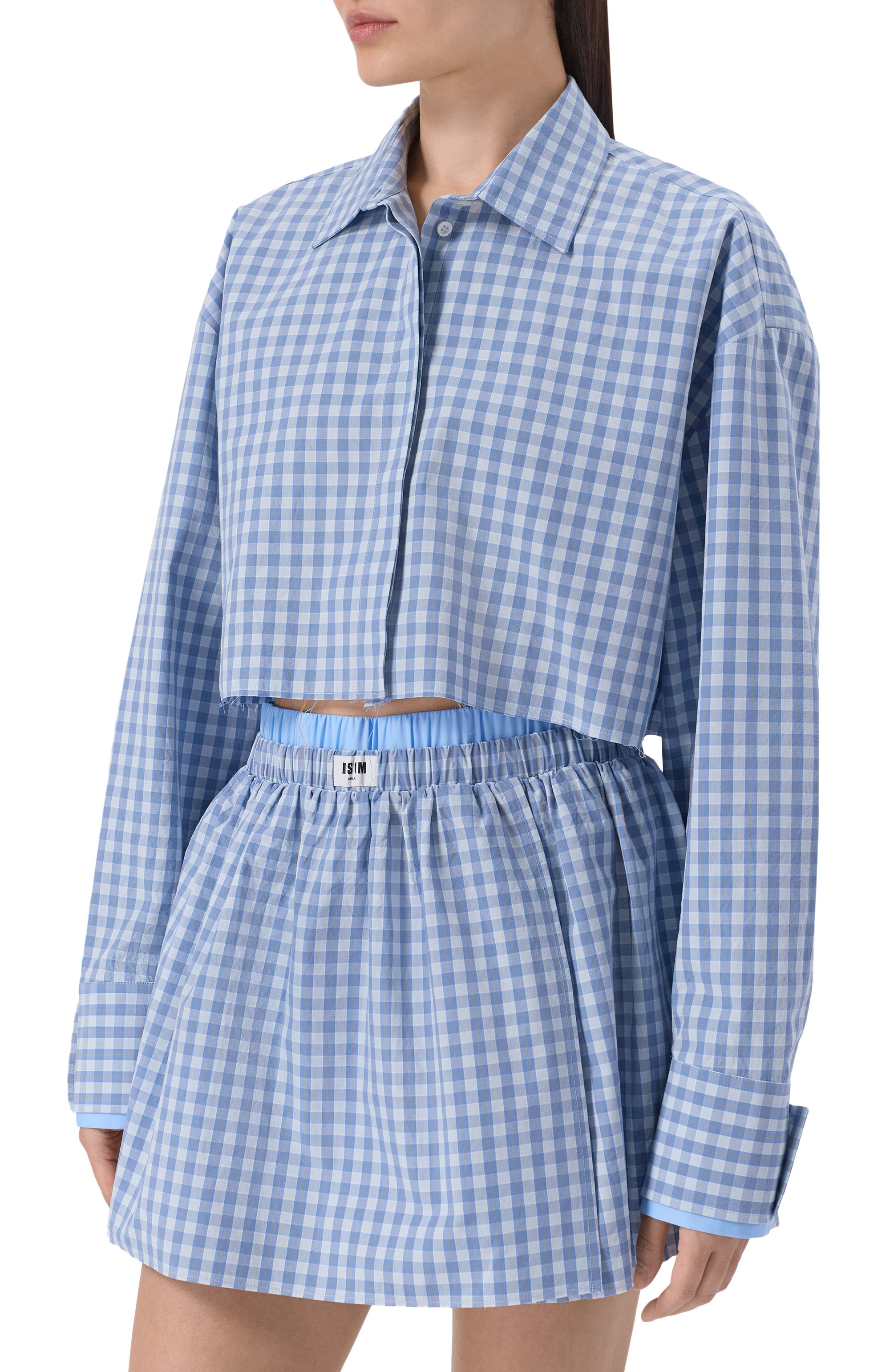 Хлопковая рубашка MSGM голубого цвета по цене 39050 руб., арт. 4041MDE12Y/267108, фото 3 Хлопковая рубашка MSGM, арт. 4041MDE12Y/267108, фото 3