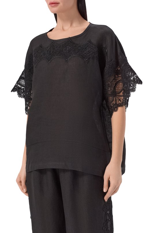 Топ изо льна и вискозы Maurizio W08460881 Чёрный  W08460881 Фото 3