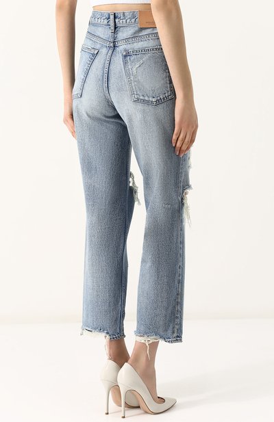 Укороченные джинсы прямого кроя с потертостями MOUSSY, арт. 010BSC11-1240, фото 4