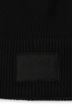 Мужская шерстяная шапка ICEBERG черного цвета, арт. 3040/9005 | Фото 3 (Нос: Не проставлено; Материал сплава: Проставлено; Материал: Шерсть, Текстиль; Кросс-КТ: Трикотаж)