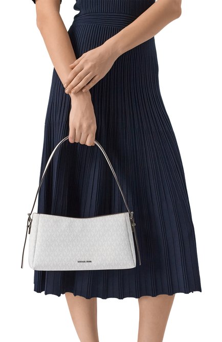 Женская сумка moore MICHAEL MICHAEL KORS белого цвета, арт. 32R5S90C6V | Фото 2 (Материал сплава: Проставлено; Драгоценные камни: Проставлено; Размер: medium; Материал: Текстиль)