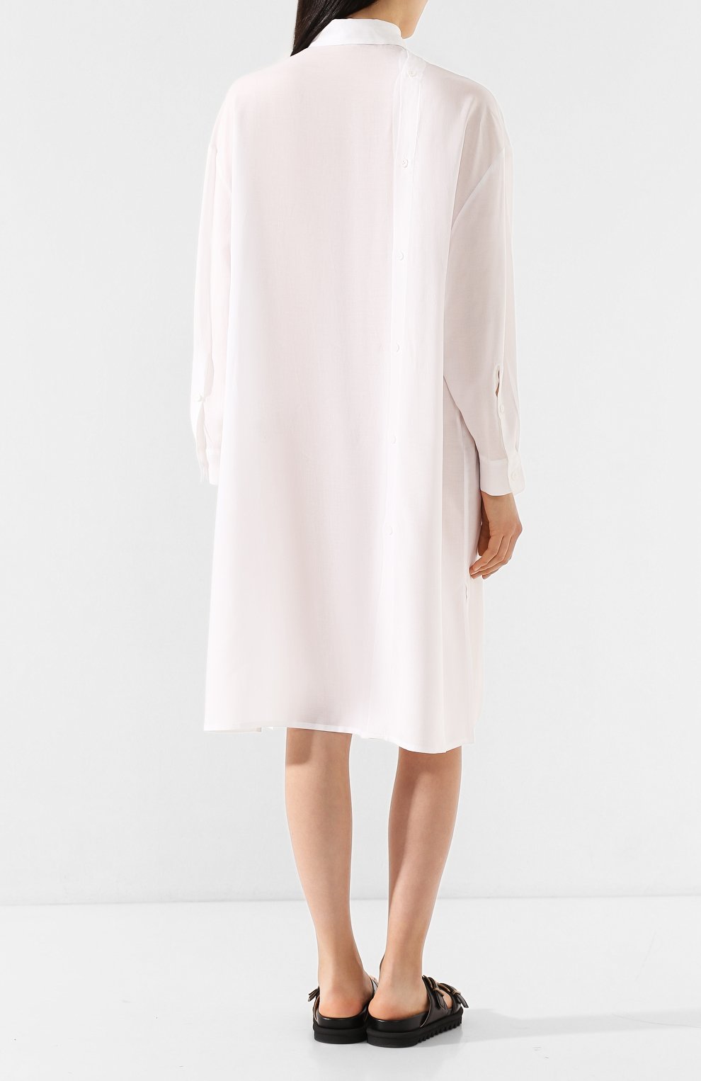Платье YOHJI YAMAMOTO белого цвета по цене 83600 руб., арт. NN-B52-201, фото 4 Платье YOHJI YAMAMOTO, арт. NN-B52-201, фото 4